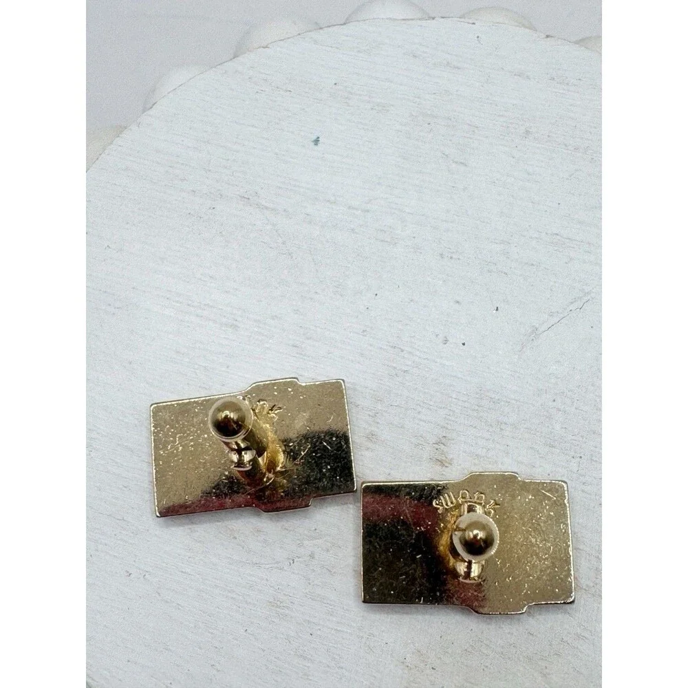 Vintage Swank Gold Tone Cufflinks Chevron Arrow Geometric Rectangle Design